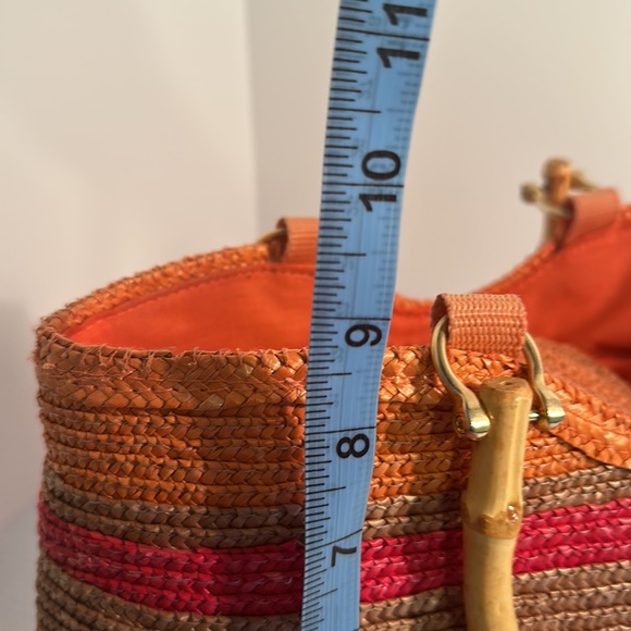 Vintage straw bag with bamboo handlesStJohnsBay boho orange - Picture 7 of 7